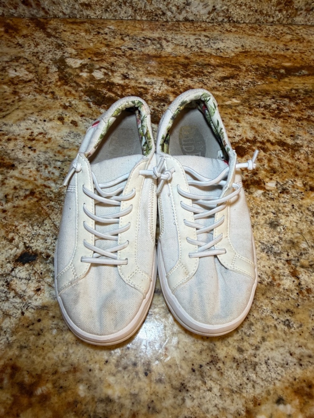 Hey Dude Women's White Canvas Sneakers with Floral Lining